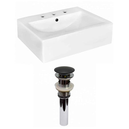 20.25-in. W Wall Mount White Vessel Set For 3H8-in. Center Faucet